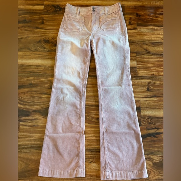 Anthropologie Pilcro Washed Pink Corduroy Pants Size 26 Straight Wide Leg Salmon - Picture 1 of 8